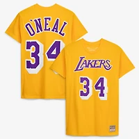 T-shirt unisexe Mitchell & Ness Shaquille O'Neal doré Los Angeles Lakers Hardwood Classics avec nom et numéro