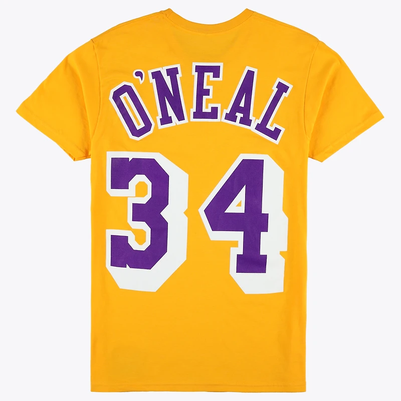 Unisex Mitchell & Ness Shaquille O'Neal Gold Los Angeles Lakers Hardwood Classics Name Number T-Shirt