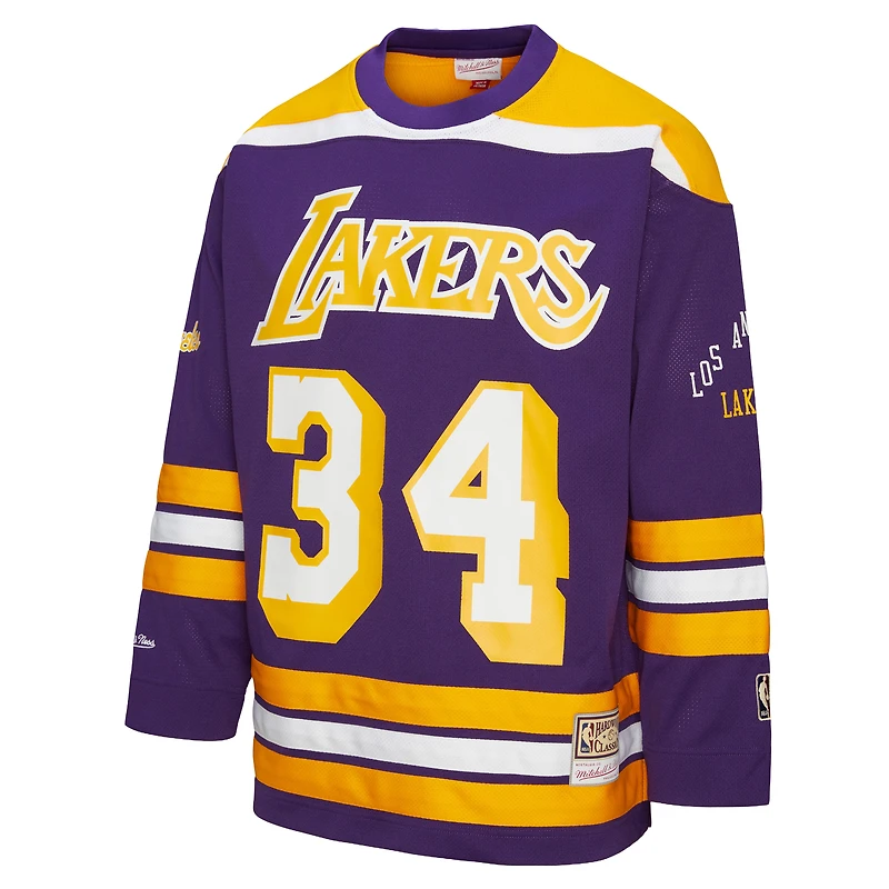 Unisex Mitchell & Ness Shaquille O'Neal Purple Los Angeles Lakers Maxxed Out Fashion Hockey Jersey