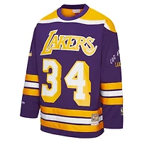 Unisex Mitchell & Ness Shaquille O'Neal Purple Los Angeles Lakers Maxxed Out Fashion Hockey Jersey