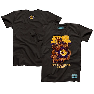T-shirt unisexe NBALab x Hyperfly Heather Black Los Angeles Lakers Année du serpent Collection Nouvel An lunaire