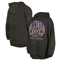 Sweat à capuche unisexe en polaire délavée pigmentée Essentials Los Angeles Lakers de New Era, anthracite