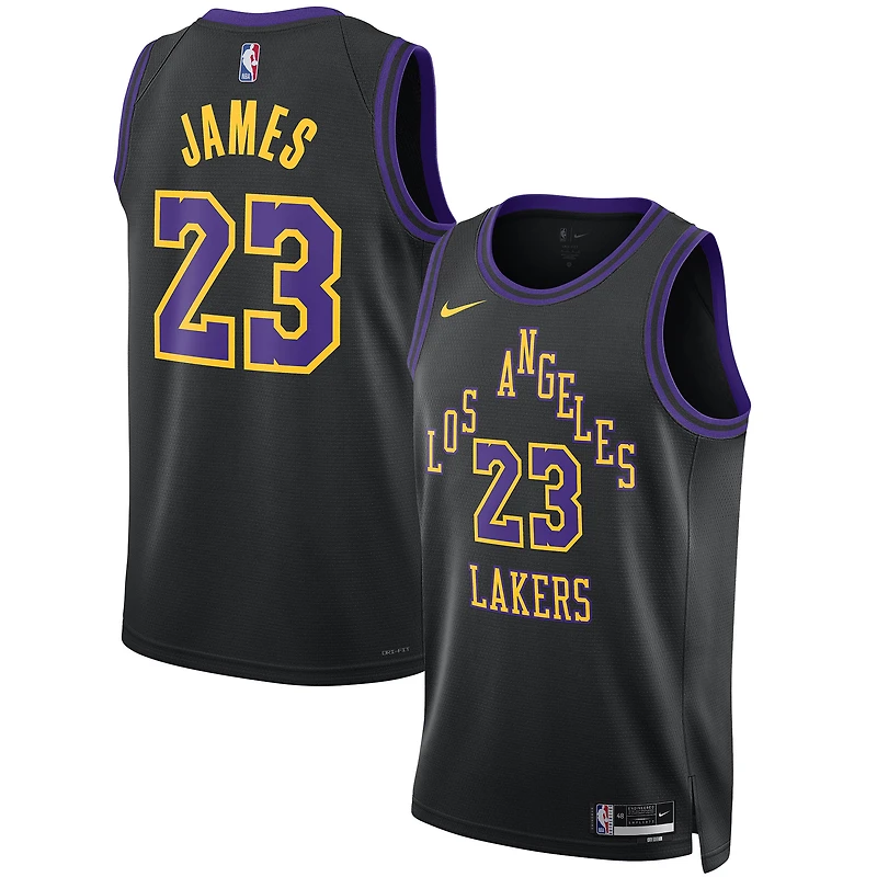Maillot unisexe Nike LeBron James noir Los Angeles Lakers 2023/24 Swingman Player - City Edition