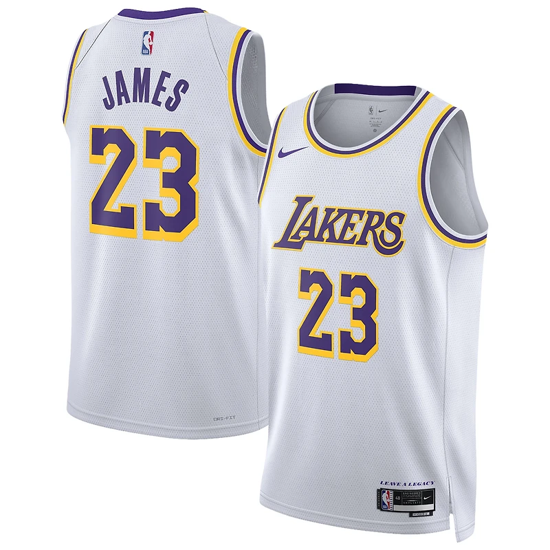 Maillot Swingman Nike LeBron James blanc unisexe Los Angeles Lakers - Édition Association