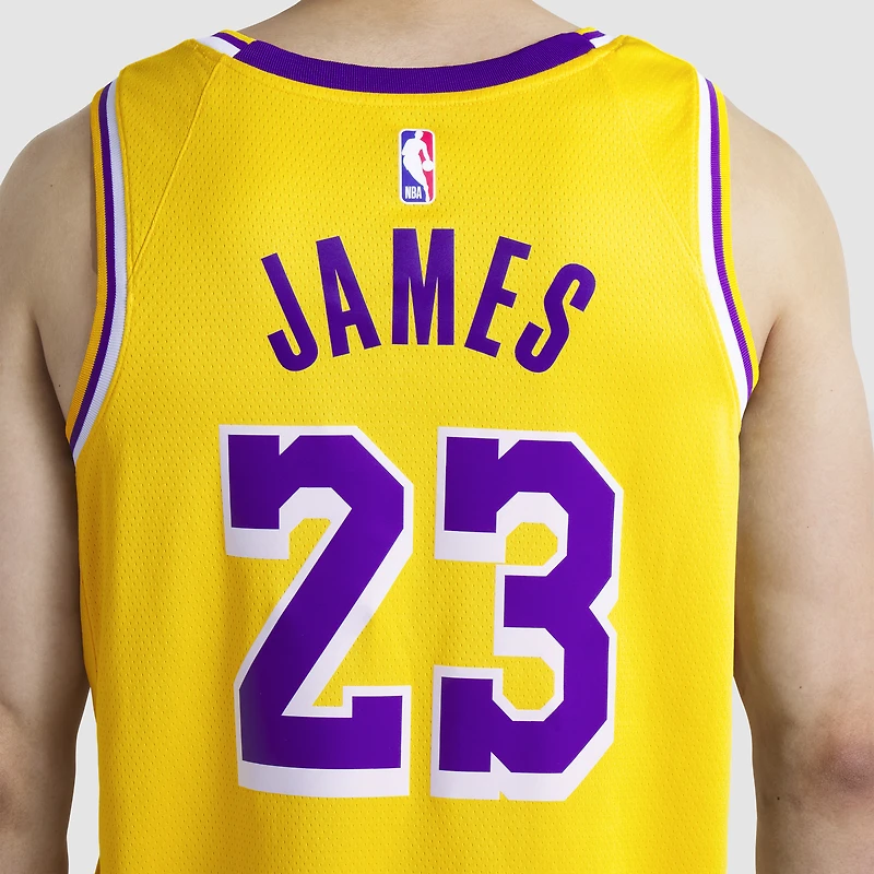 Unisexe Nike LeBron James Jaune Los Angeles Lakers Swingman Player Jersey - Icon Edition