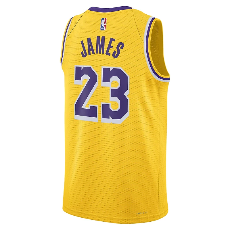 Unisexe Nike LeBron James Jaune Los Angeles Lakers Swingman Player Jersey - Icon Edition