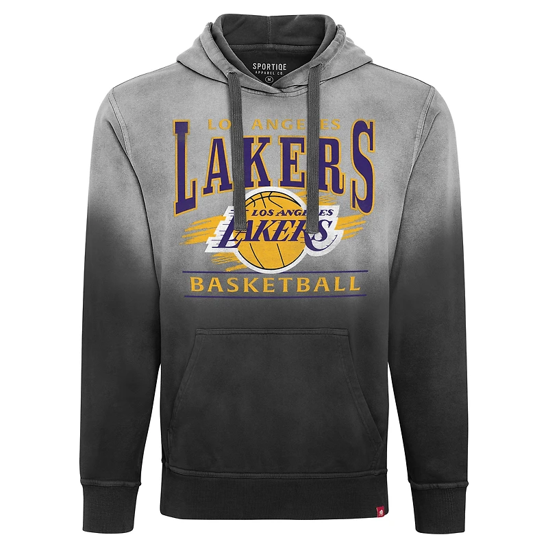 Unisex Sportiqe Black Los Angeles Lakers Blake Sun-Fade Pullover Hoodie