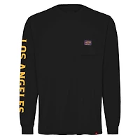 Unisex Sportiqe Black Los Angeles Lakers Wales Heavyweight Pocket Long Sleeve T-Shirt