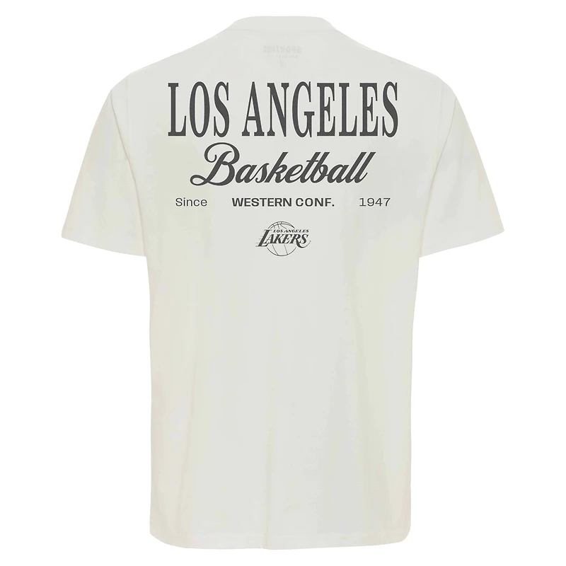 T-shirt unisexe Sportiqe Cream Los Angeles Lakers Athletic Club Collection Duke Relaxed Fit Premium