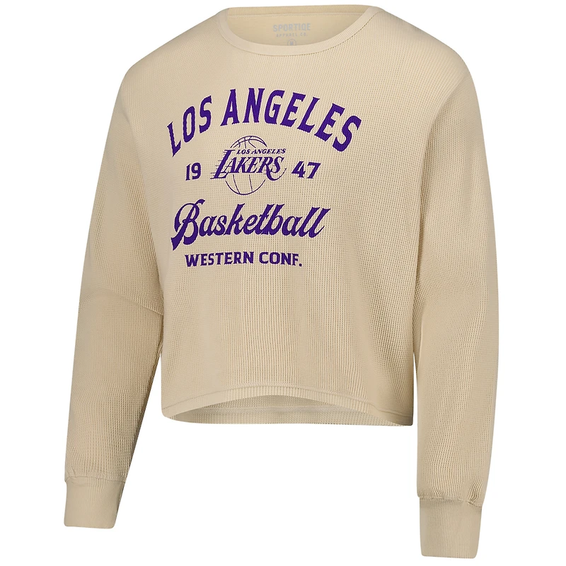 T-shirt unisexe en tricot gaufré à manches longues Cullen de la collection High Country des Los Angeles Lakers couleur crème Sportiqe