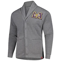 Pull cardigan unisexe Sportiqe Heather Grey Los Angeles Lakers Henshaw à boutons complets