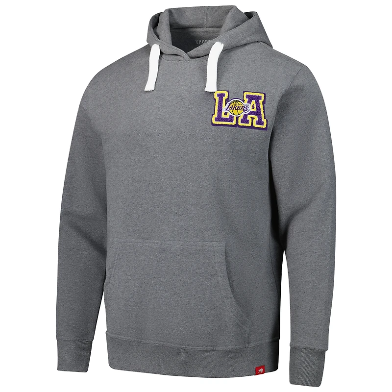 Sweat à capuche unisexe Sportiqe Heather Grey Los Angeles Lakers Varsity Collection Blake