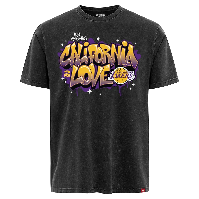 Unisex Sportiqe x 2PAC California Love Black Los Angeles Lakers Angus T-Shirt