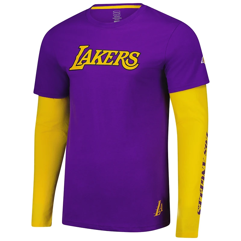 T-shirt à manches longues unisexe Stadium Essentials violet Los Angeles Lakers Spectator 2fer