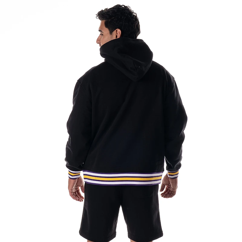 Sweat à capuche unisexe The Wild Collective noir Los Angeles Lakers personnalisé côtelé ton sur de qualité supérieure