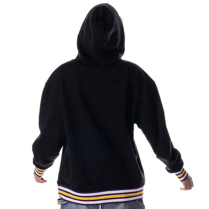 Sweat à capuche unisexe The Wild Collective noir Los Angeles Lakers personnalisé côtelé ton sur de qualité supérieure