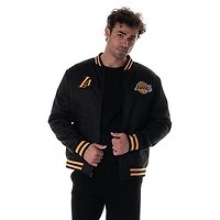 Veste bomber unisexe The Wild Collective noire Los Angeles Lakers à boutons-pression