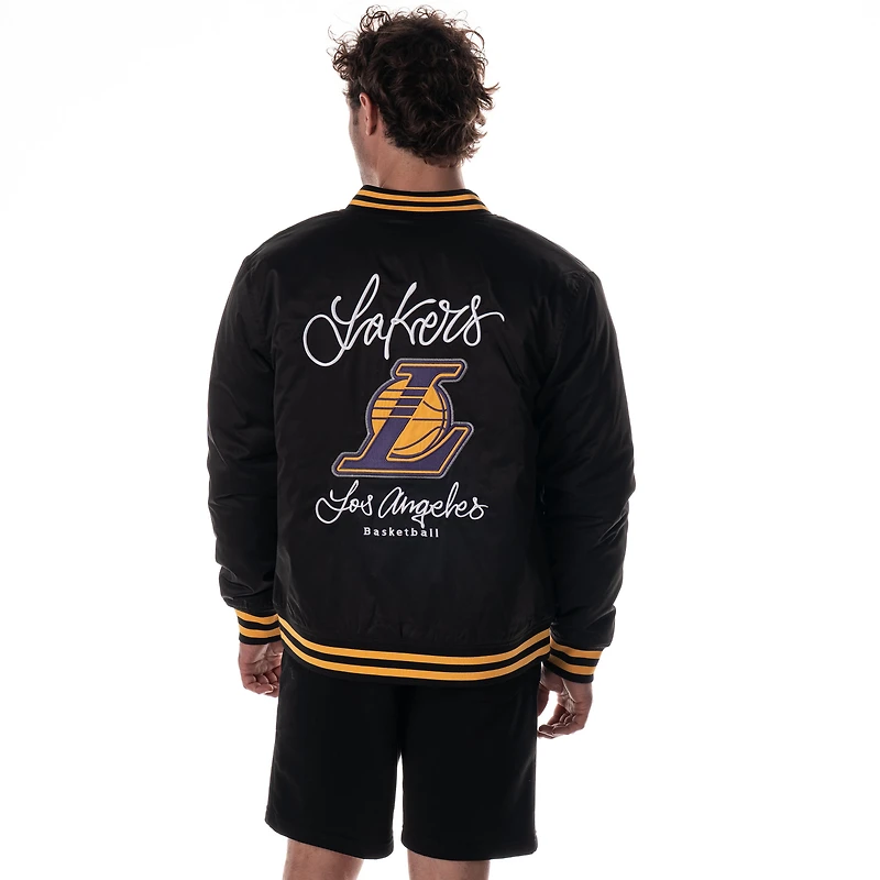 Unisex The Wild Collective Black Los Angeles Lakers Full-Snap Bomber Jacket