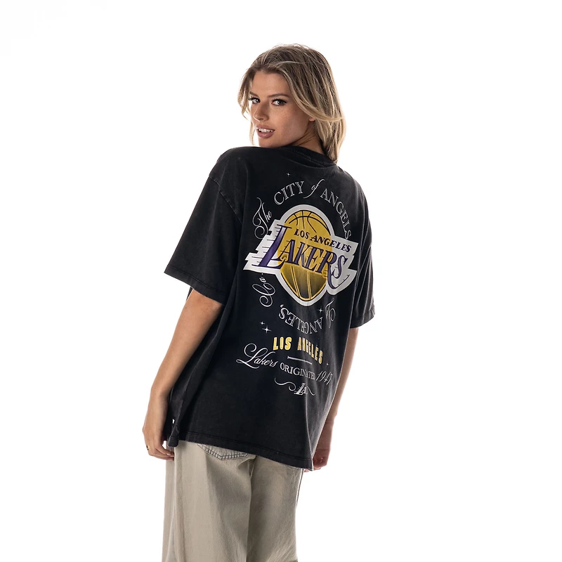 T-shirt unisexe The Wild Collective noir Los Angeles Lakers oversize streetwear