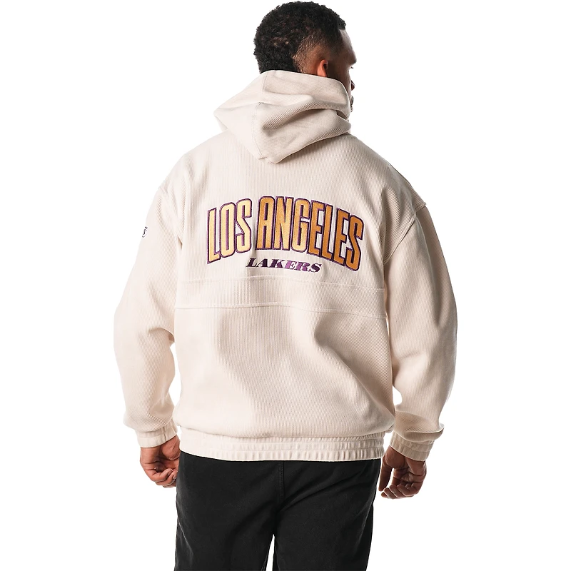 Sweat à capuche unisexe en velours côtelé Tri-Blend crème des Los Angeles Lakers de The Wild Collective