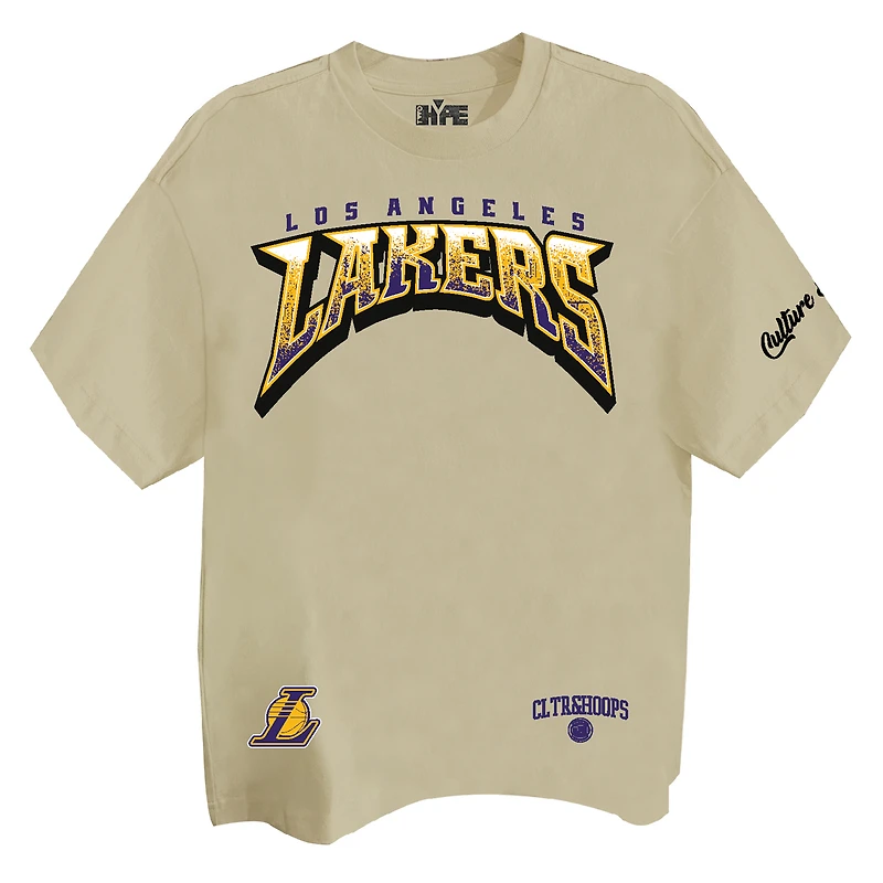 T-shirt unisexe Two Hype Cream Los Angeles Lakers Drip & Dime à épaules tombantes