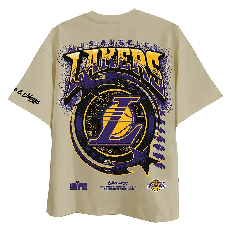 Unisex Two Hype Cream Los Angeles Lakers Drip & Dime Elevated Drop Shoulder T-Shirt