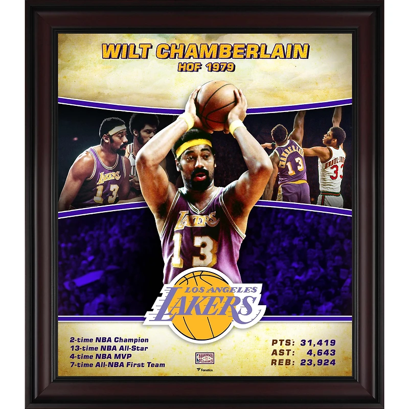 Wilt Chamberlain Los Angeles Lakers Framed 15" x 17" Hardwood Classics Player Collage