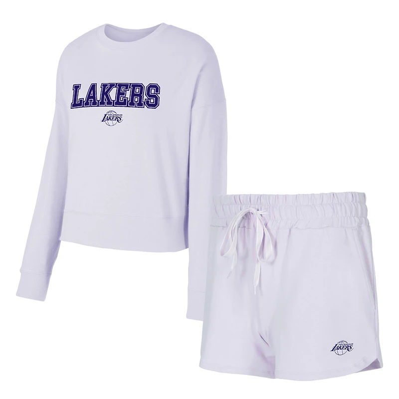 Ensemble haut à manches longues et short Elevation Tri-Blend violet clair Concepts Sport pour femme
