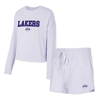 Ensemble haut à manches longues et short Elevation Tri-Blend violet clair Concepts Sport pour femme
