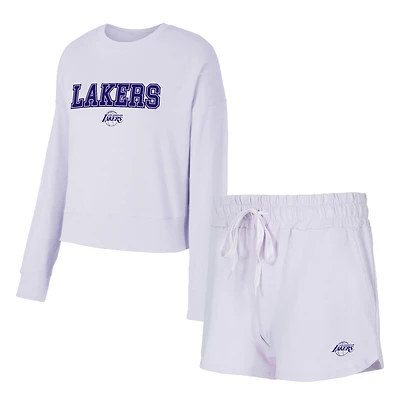 Ensemble haut à manches longues et short Elevation Tri-Blend violet clair Concepts Sport pour femme