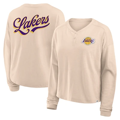 Women's Fanatics Natural Los Angeles Lakers Boxed Out Drop Fashion Long Sleeve T-Shirt