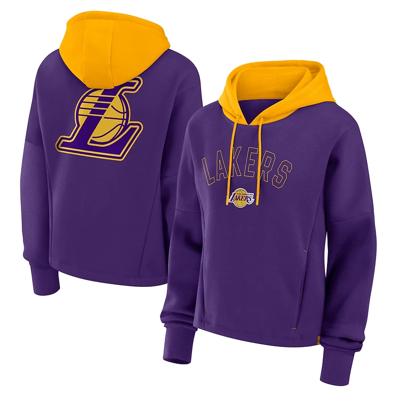 Women's Fanatics Purple Los Angeles Lakers Post Up Boxy Pullover Hoodie