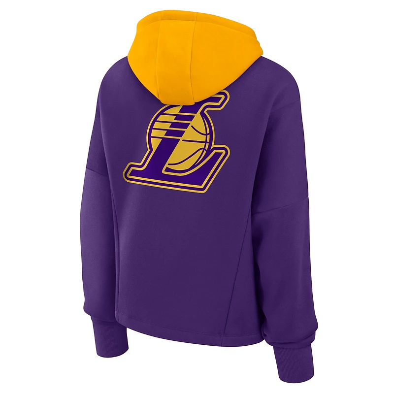 Women's Fanatics  Purple Los Angeles Lakers Post Up Boxy Pullover Hoodie