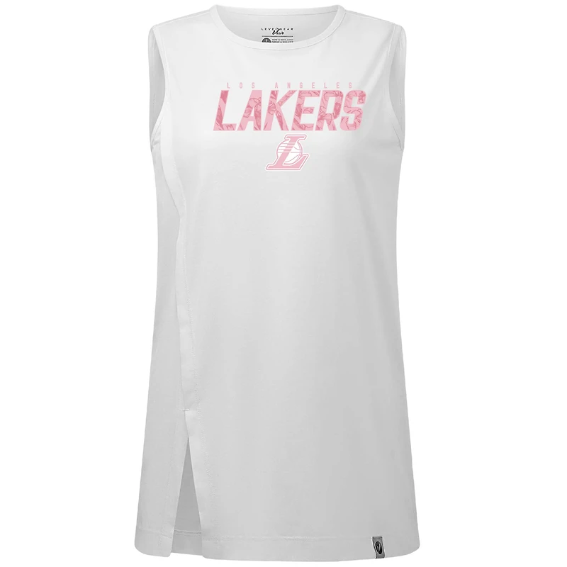 Women's Levelwear White Los Angeles Lakers Mother's Day Influx Floral Tank Top