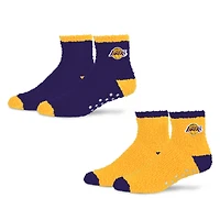 Lot de 2 paires de chaussettes douillettes Starter violettes/dorées Los Angeles Lakers domicile et extérieur pour femmes