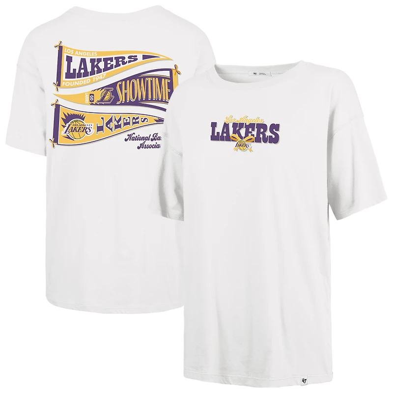Women's '47 Cream Los Angeles Lakers Bow and Banner Sadie T-Shirt