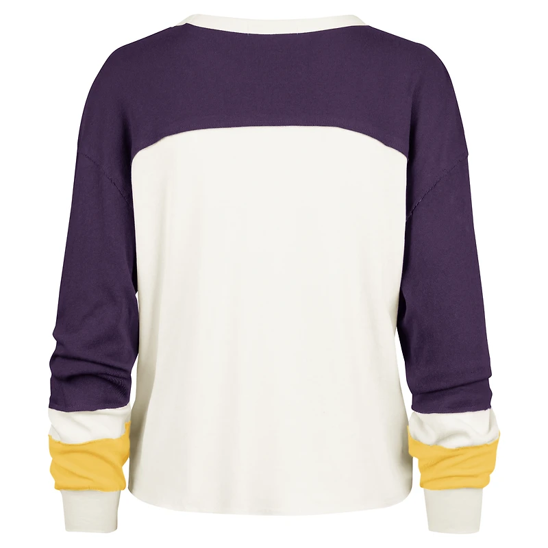 Women's '47  Cream Los Angeles Lakers Curve Raglan Long Sleeve T-Shirt