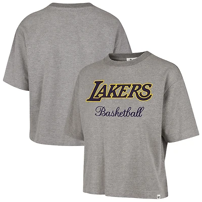 T-shirt court gris Los Angeles Lakers Pivot Drop Needle pour femme '47