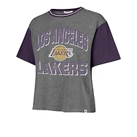 T-shirt gris à blocs de couleurs Rise Clubhouse Ziggy pour femme Los Angeles Lakers '47