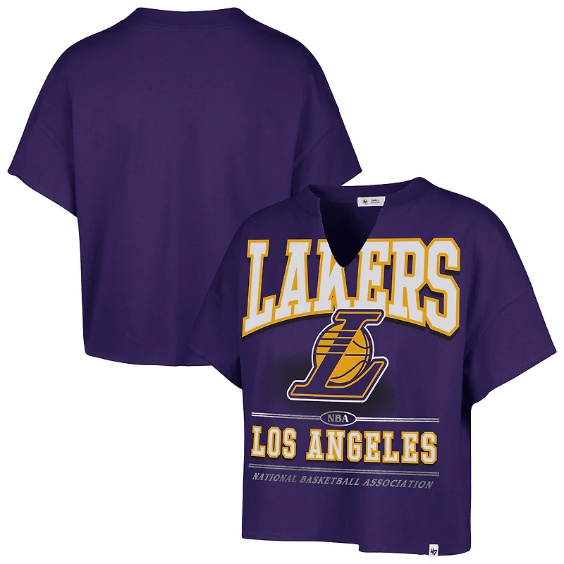 T-shirt oversize violet à col cranté Elation des Los Angeles Lakers '47 pour femme