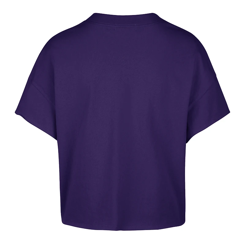 Women's '47 Purple Los Angeles Lakers Elation Oversized Notch Neck T-Shirt