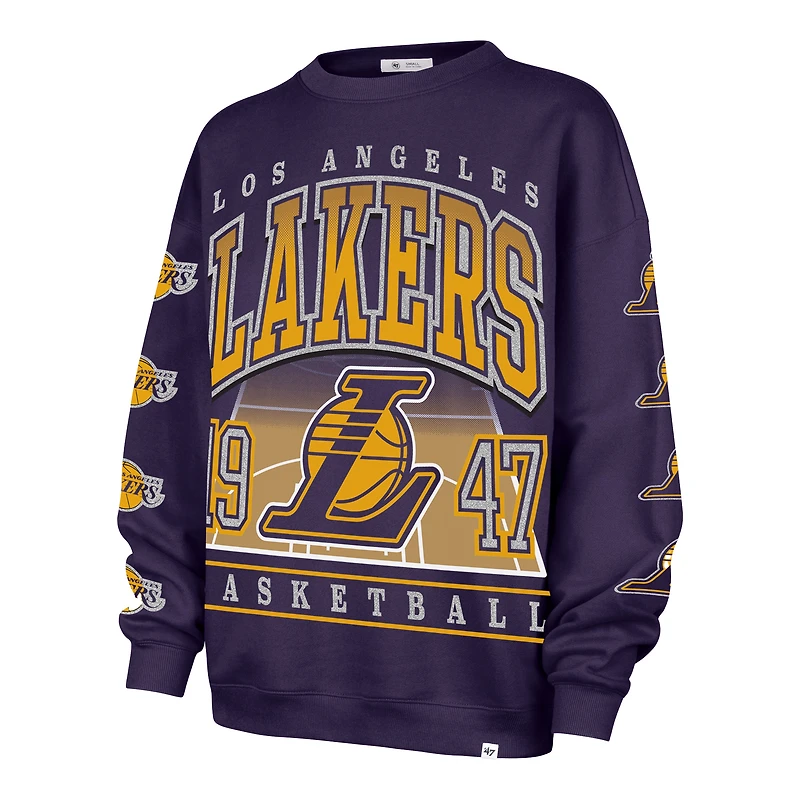 Women's '47 Purple Los Angeles Lakers Go Big Oversized Sweatshirt