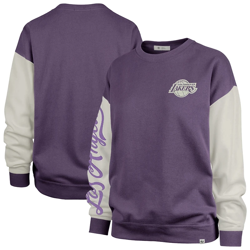 Women's '47 Purple Los Angeles Lakers Plus Oversized Rise Andie Pullover Sweatshirt