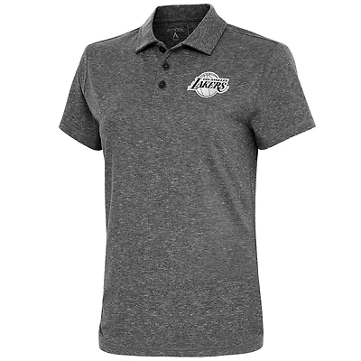 Polo Antigua Heather noir brossé métallisé pour femme des Los Angeles Lakers