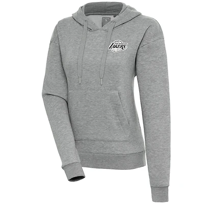 Sweat à capuche Antigua Heather Grey pour femme des Los Angeles Lakers, motif Victory métallisé brossé