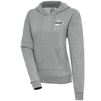 Sweat à capuche Antigua Heather Grey pour femme des Los Angeles Lakers, motif Victory métallisé brossé