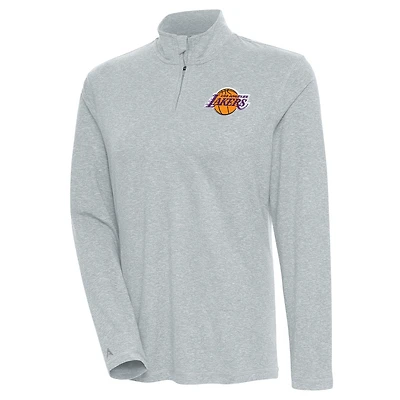 Women's Antigua  Heather Gray Los Angeles Lakers Confront Quarter-Zip Pullover Top