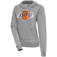 Sweat à capuche Antigua Heather Grey pour femme des Los Angeles Lakers Victory