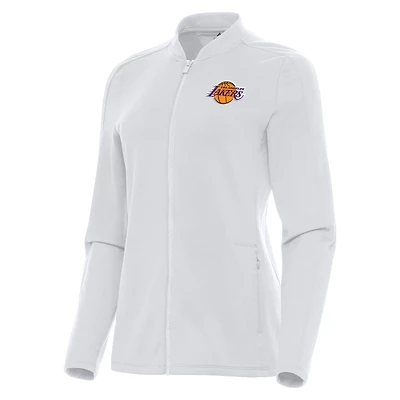 Veste zippée intégrale Antigua blanche des Los Angeles Lakers pour femme
