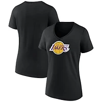 T-shirt blanc à col en V avec logo principal des Los Angeles Lakers pour femmes